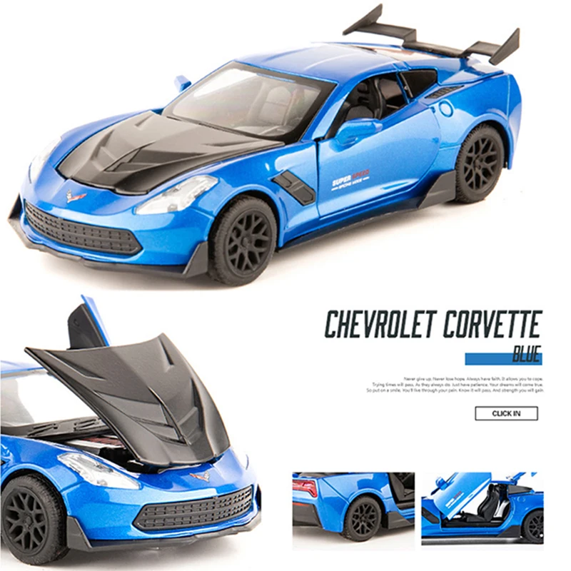 1:32 Corvette Diecasts& Toy vehicles сплав оттягивающийся автомобиль игрушки Модель со звуком и светильник игрушечные машинки для детей Подарки