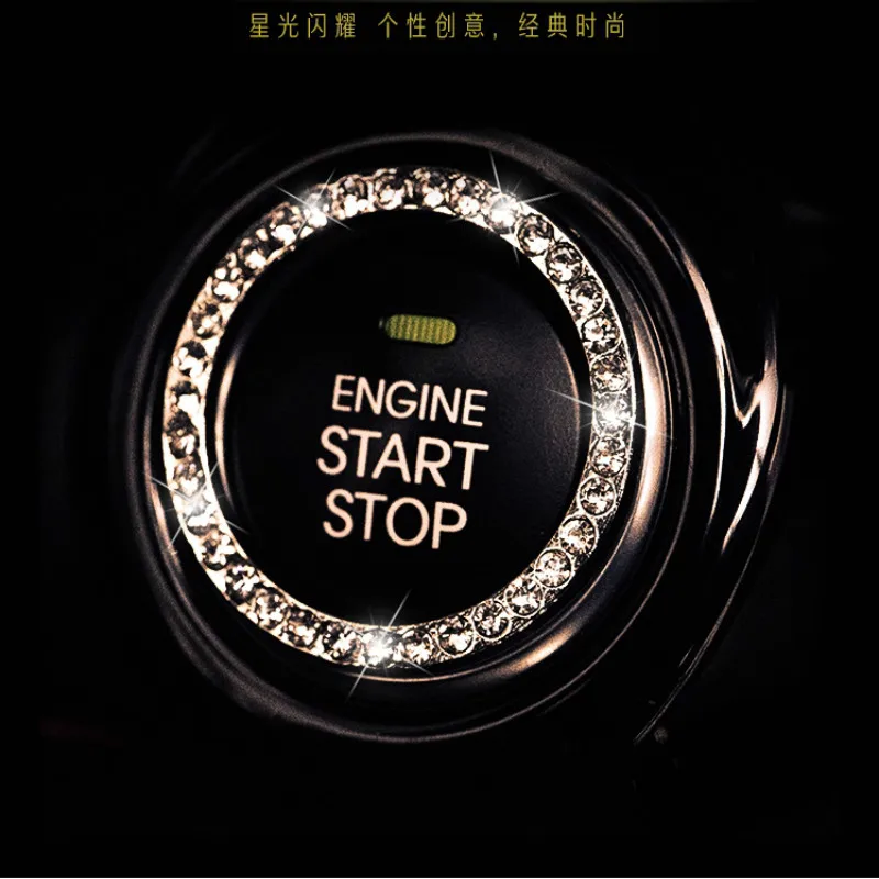 

40mm/1.57" Bling Diamond Decorative Ring Accessories Car Sticker Auto Start Switch Button Decor Rhinestone Ring Circle Trim