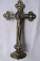european style boutique bronze inlaid pearl jesus exorcism cross decoration catholic relics christian craft gifts