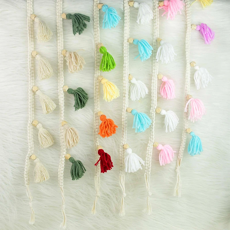 

90*10cm Macrame Woven Tassel Banner Boho Chic Hang Fringe Garland for Wedding Birthday Party Baby Shower Wall Tapestry Decor