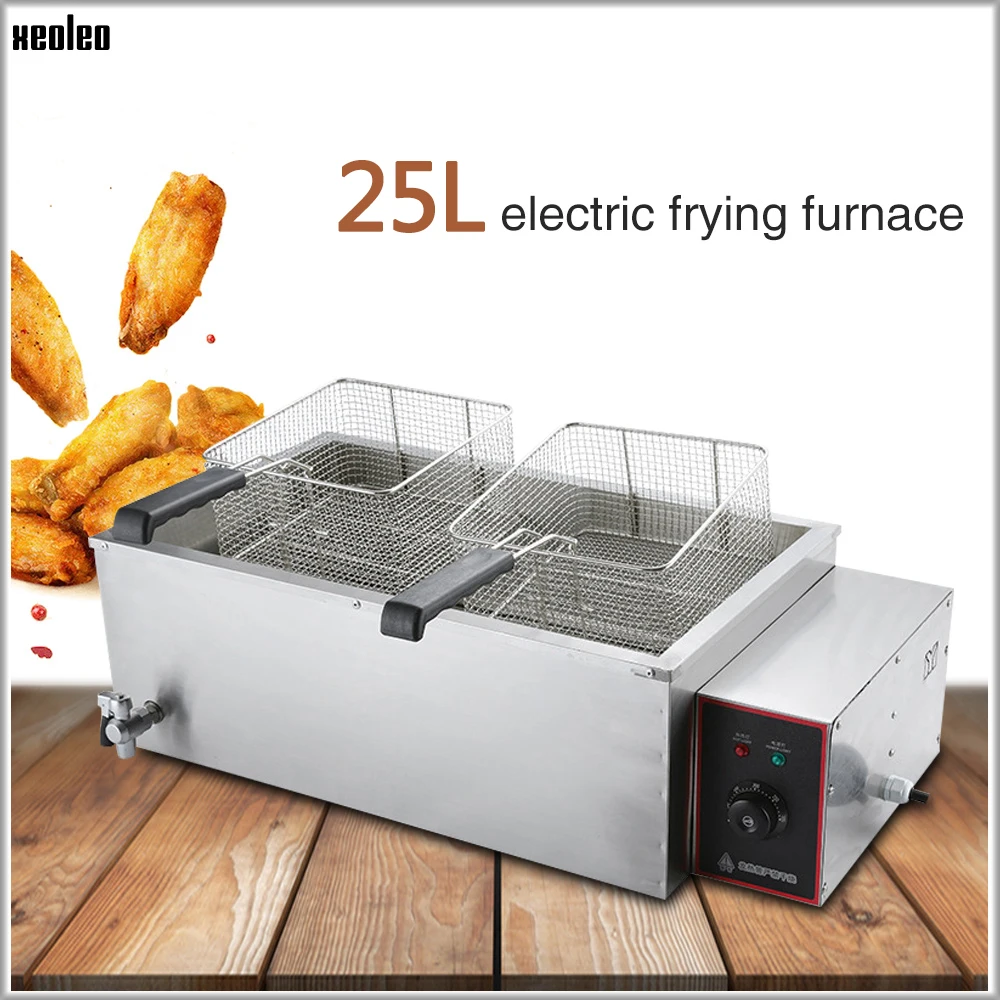 

Промышленная фритюрница XEOLEO, 25 л, электрическая фритюрница, двойные корзины, жаровня, машина для жарки во французском стиле, 4000 Вт