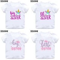 big sister little sister girls funny t shirt cute unicorn flower crown print kids t shirts baby sisters matching clotheshkp5396