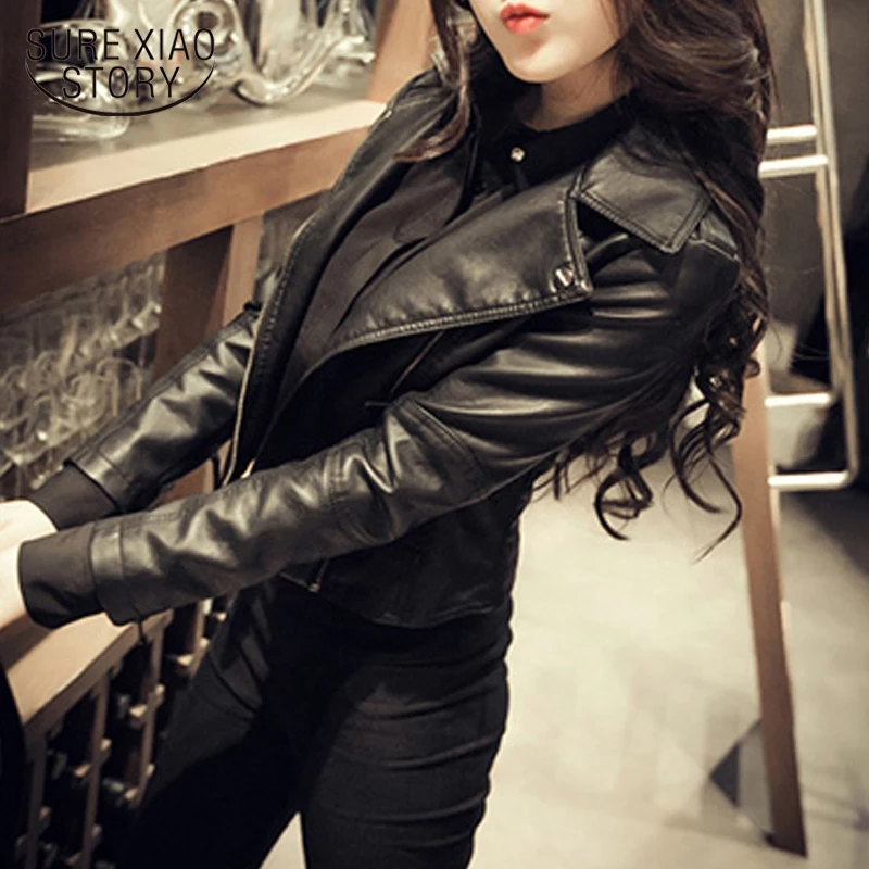 

Зимняя женская куртка из искусственной кожи сохраняет тепло, модное пальто с длинным рукавом, плотная Женская куртка, однотонное демисезон...