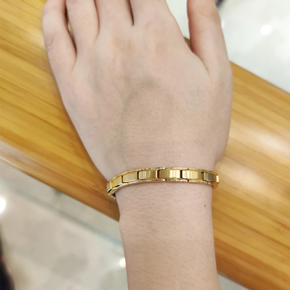 Магнитный браслет золотые звенья цепи из нержавеющей стали для женщин и пар