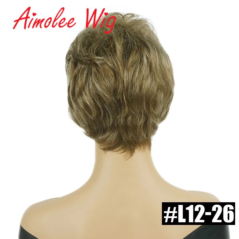 L12-26 Парики из искусственных волос без шапочки-основы короткий кудрявые черный/серый парик из натуральных волос вечерние парики - Цвет: L12-26