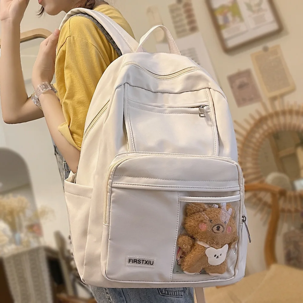

Female Student College Backpack Waterproof Cute Lady Clear School Bag Girl Laptop Kawaii Backpack Harajuku Transparent Women Bag
