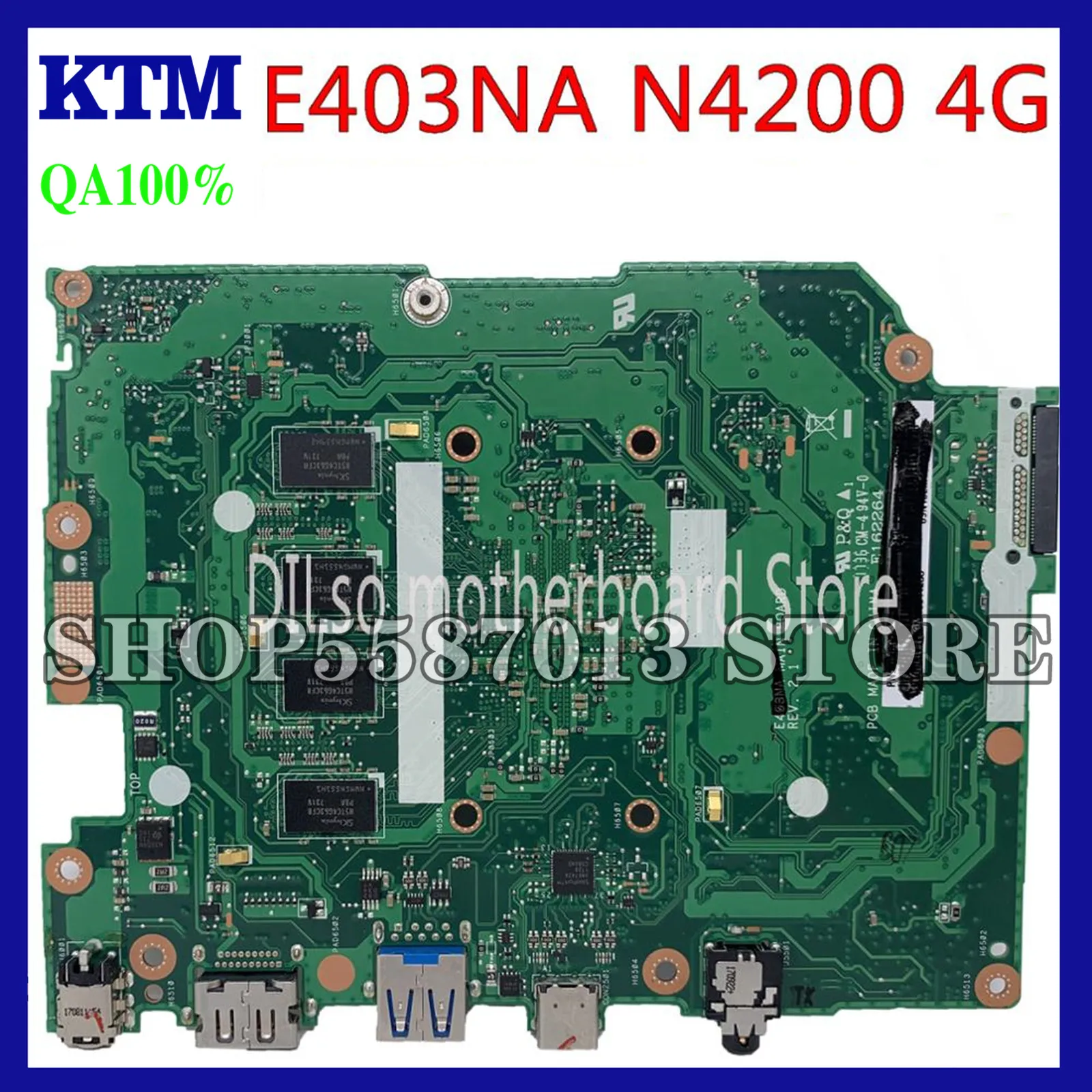 

KEFU E403NA Motherboard For ASUS E403NA E403N Laptop Motherboard N4200 CPU 4G RAM EMMC_32G Original Integrated Test Motherboard