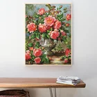 Набор для вышивки крестиком HUACAN, картина с цветами ручной работы сделай сам, хлопковая нить 14 карат, украшение для дома