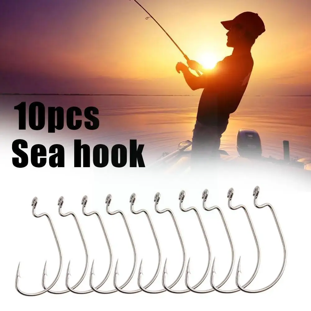 

10 pieces of lure high carbon steel wide belly crank For sea soft fishing hook bait barbed hook with single C0N3