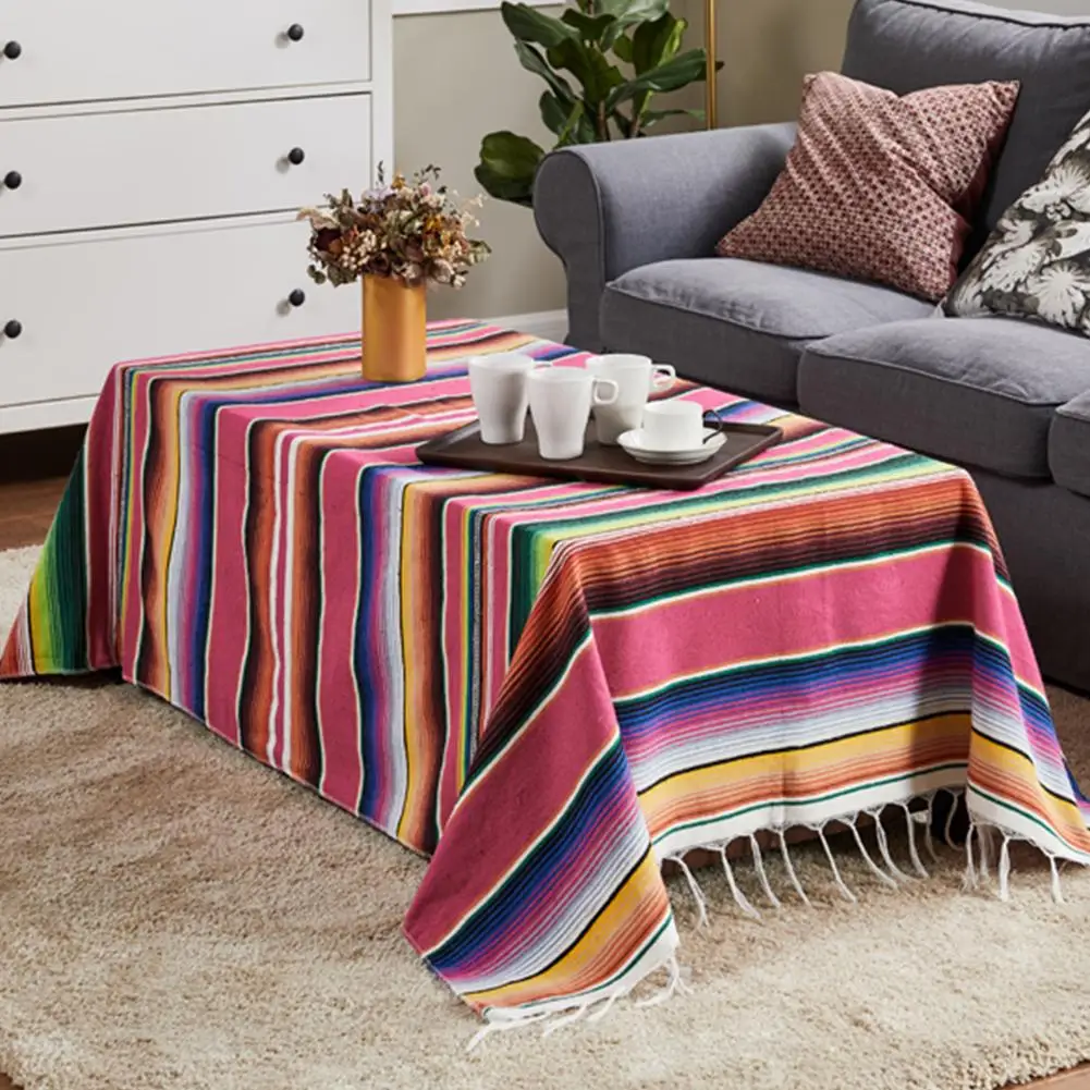 Мексиканский стиль искусственный радужный узор хлопковая цветная полоска шаль