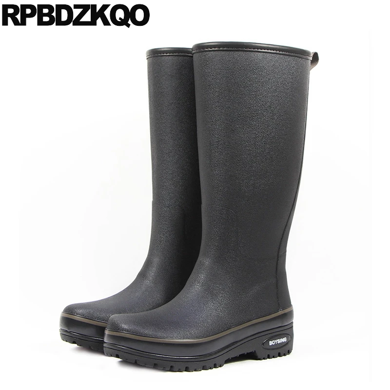 Осенние сапоги до колена женская обувь на каблуках черный мода осень зима