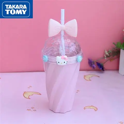 

TAKARA TOMY модная Милая мультяшная чашка Hello Kitty соломенная чашка простая творческая индивидуальная детская чашка для молока Коллекционная чаш...