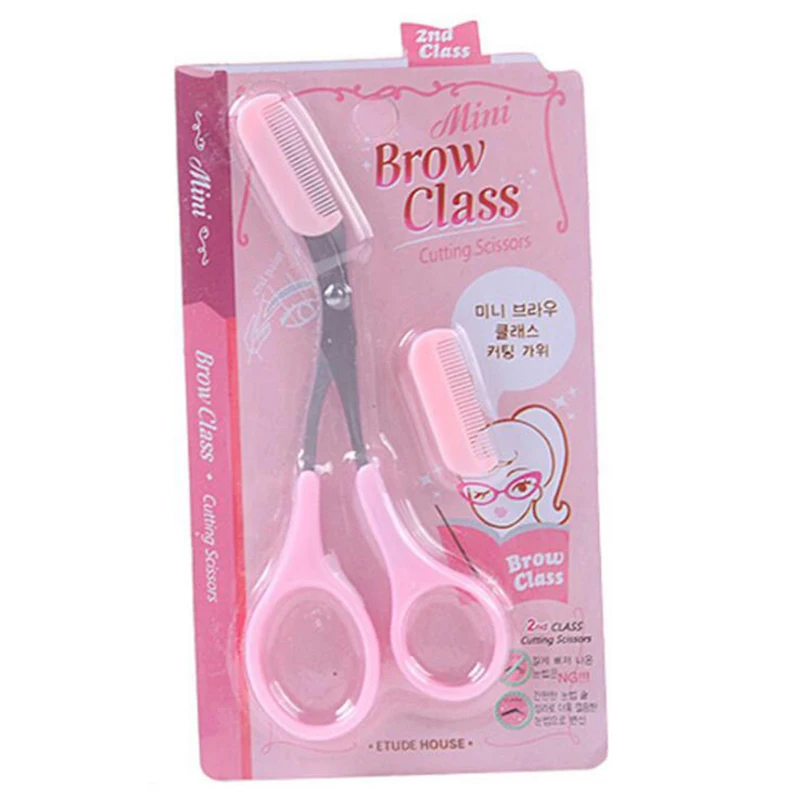 Распродажа розовый триммер для бровей ножницы с расческой удаления волос