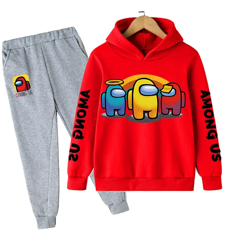 

Summer Boy Clothing Suit Cartoon Fun Print Cotton Girls Hoodie And Pants Kids Suit 2022 New Design