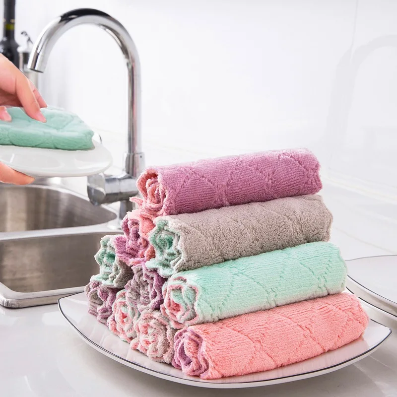 

8pcs Home microfiber towels for kitchen Absorbent thicker cloth for cleaning Micro fiber wipe table kitchen towel dish tableware