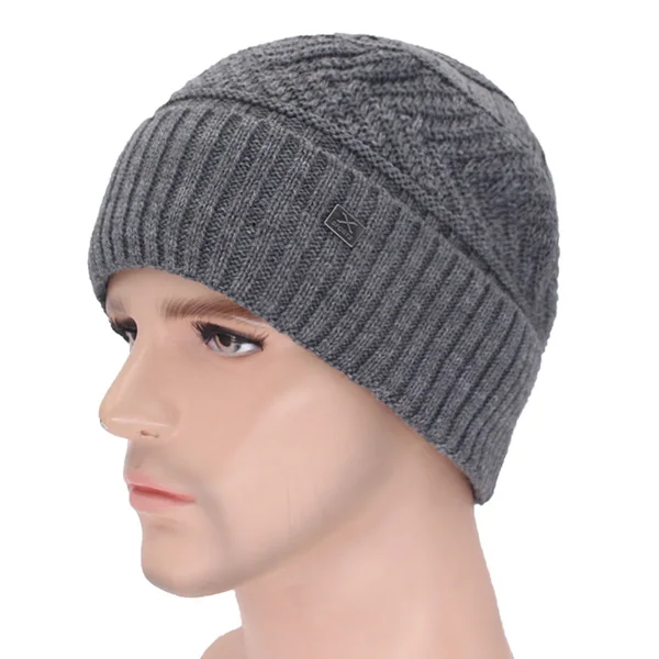 gray hat Бренд Skullies Beanies мужские зимние шапки для мужчин шарф вязаная шапка Кепка, зимняя шапка Beany мужская Homme X Gorro береты-кепки - Цвет: gray hat