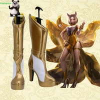 cosplaylove lol game kda kda ahri prestige edition golden white cosplay shoes cosplay long boots leather custom made
