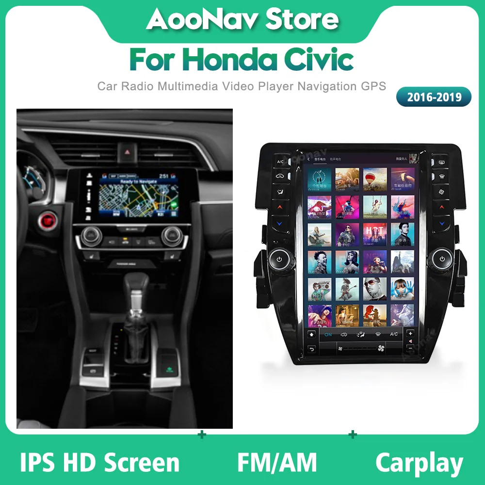 

Android 9.0 2Din Car Radio For Honda Civic 2016 2017 2018 2019 with vertical touch screen Multimedia wireless carplay Player