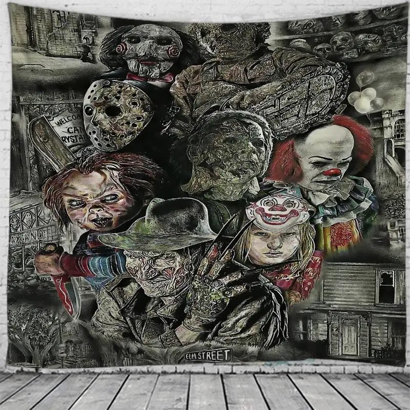 Гобелен с изображением клоуна черепа дьявола уродливая девушка настенные
