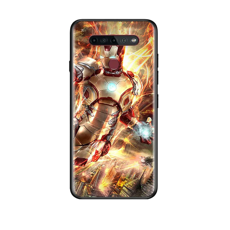 

Marvel Avengers Iron Man Super Hero For LG G8 G8S G8X V30 V30S V40 V50 V50S V60 Q60 ThinQ 5G Soft TPU Silicone Black Phone Case