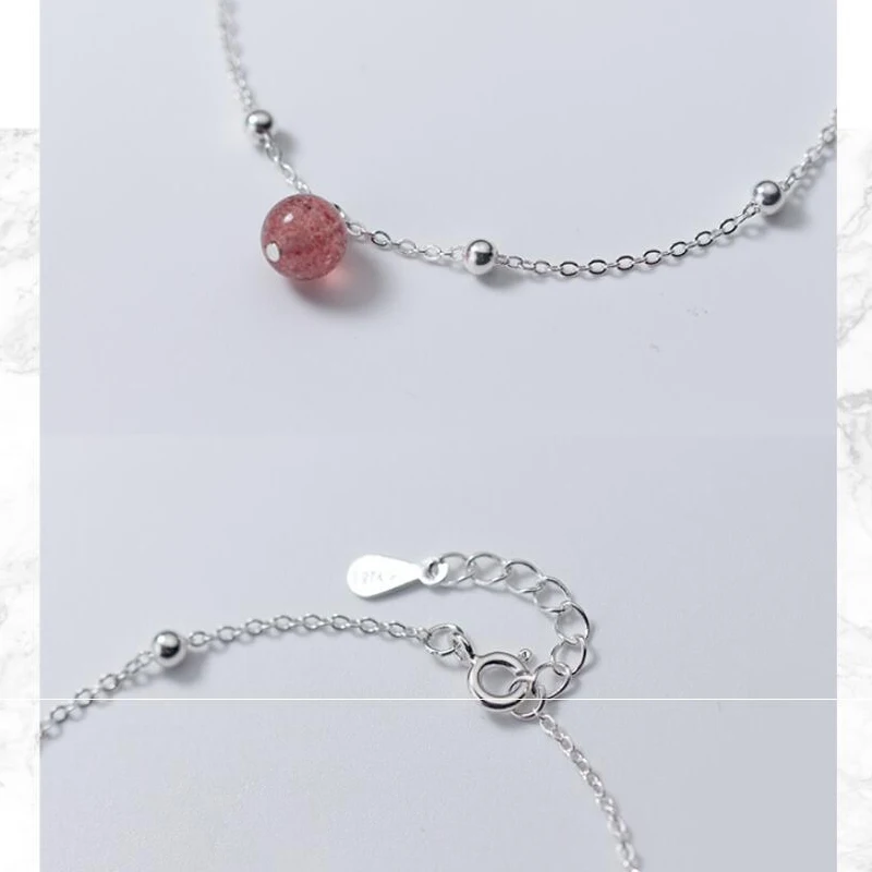 Женский браслет из 100% стерлингового серебра 925 пробы с клубничными кристаллами и