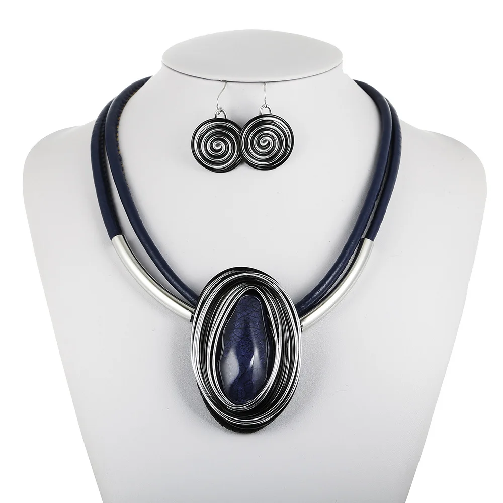 Преувеличенный кулон из смолы ожерелье серьги набор Свадебные Ювелирные наборы