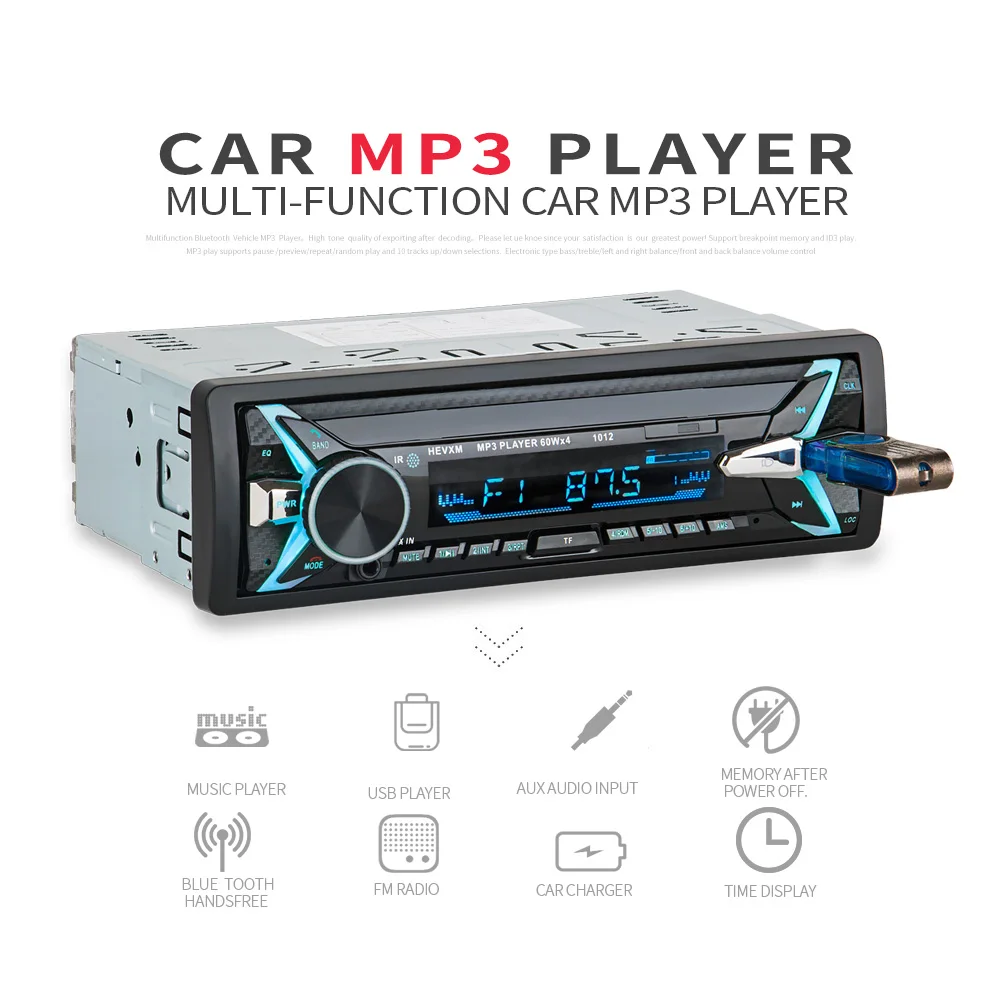 Новый 12V автомобильный аудио стерео радио Bluetooth V3.0 In-dash 1 Din FM Aux Вход приемник SD USB MP3