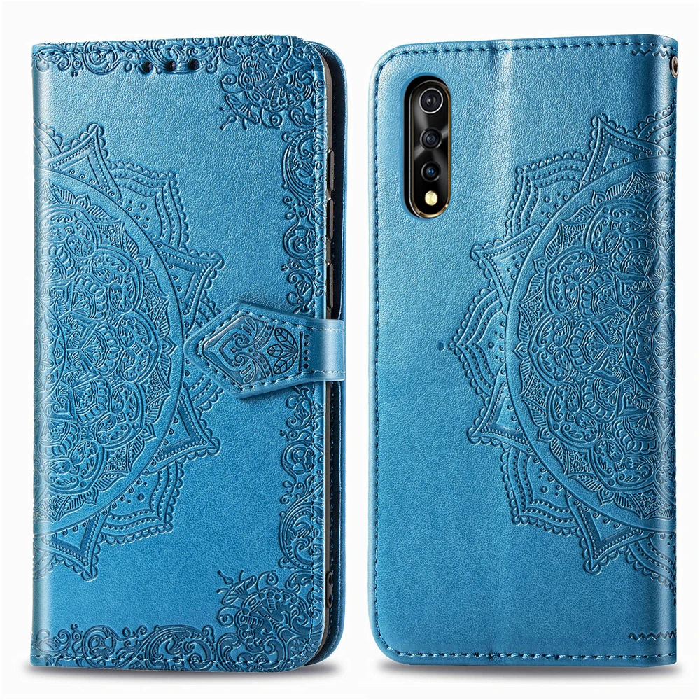 Роскошные Чехлы-книжки из мягкого ТПУ задняя крышка для VIVO Y7S S1 IQOO NEO Y17 Y3 V15 Pro X27 Y97 V9 тисненая Мандала кожаный флип чехол
