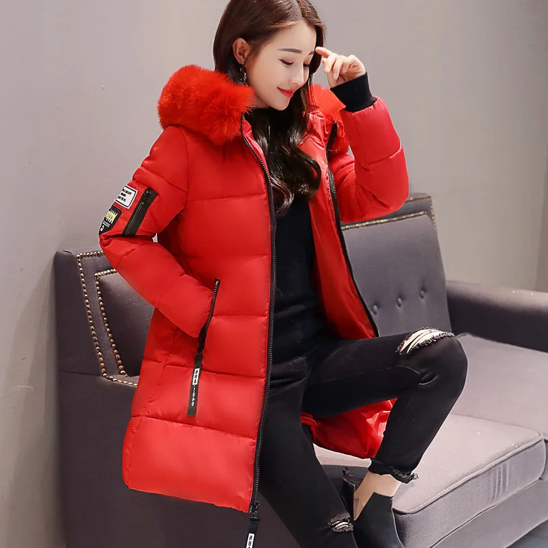 Plus Size Women's 2021 New Winter Padded Jacket Women's Down Padded Jacket Mid-Length Korean Style Slim Padded Jacket