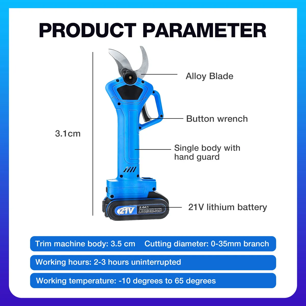 

21V 1500W Rechargeable Electric Pruning Scissors Pruning Shears Garden Pruner Secateur Branch Cutter Cutting Tool w/ 2x Battery