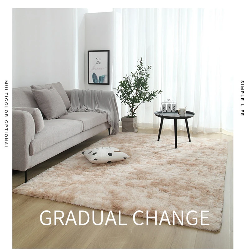 european long hair bedroom carpet bay window bedside mat washable blanket gradient color living room rug gray blue rugs fur rug free global shipping