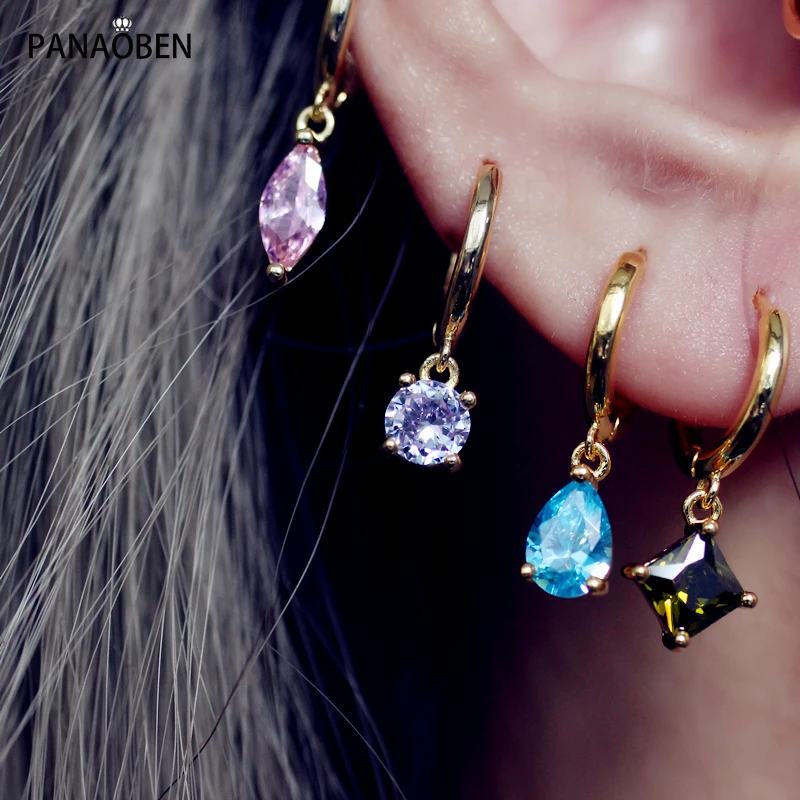 

Серьги-кольца женские из серебра 925 пробы с кристаллами