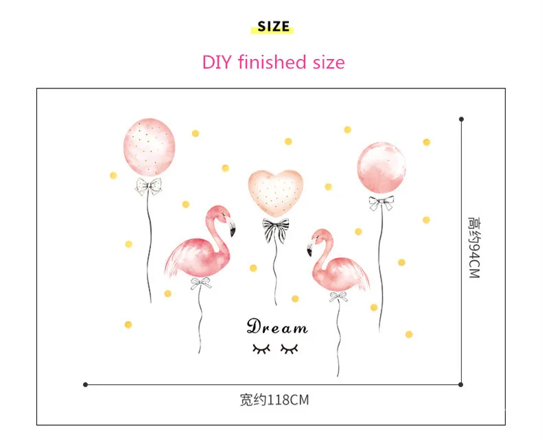 Dormitory girl room decoration flamingo balloon pink wall stickers warm bedroom home decor DIY self-adhesive wardrobe | Дом и сад