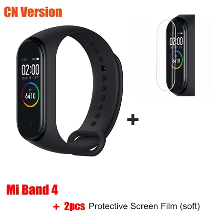 CN add 2pcs film Xiaomi mi Band 4 смарт-браслет mi Band 4 браслет трекер сердечного ритма 0,9" Большой AMOLED экран 5 АТМ водонепроницаемый браслет - Цвет: CN add 2pcs film