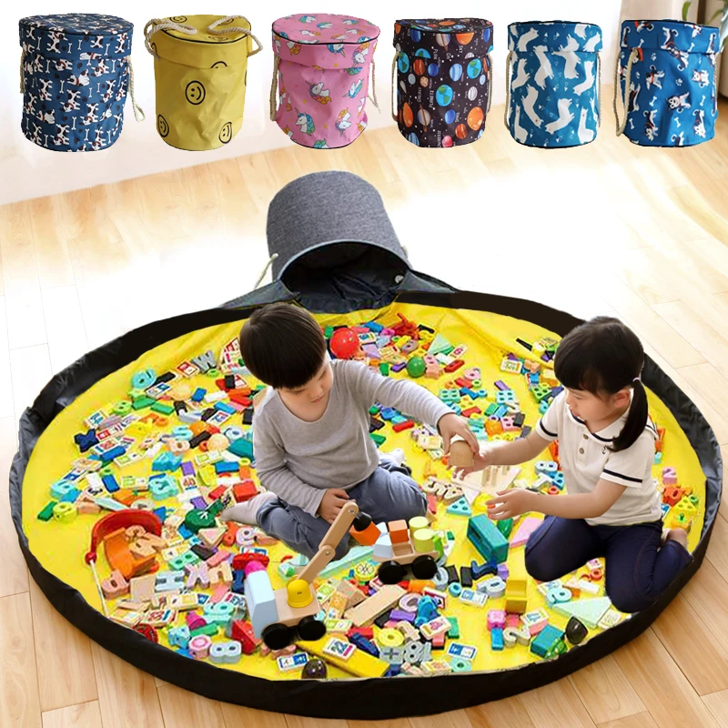 

Toy Bags Toy Storage Bag Blocks Play Mat Bag Container Organizer Toys Basket Slideaway Clean-Up and Torage Multifunctional