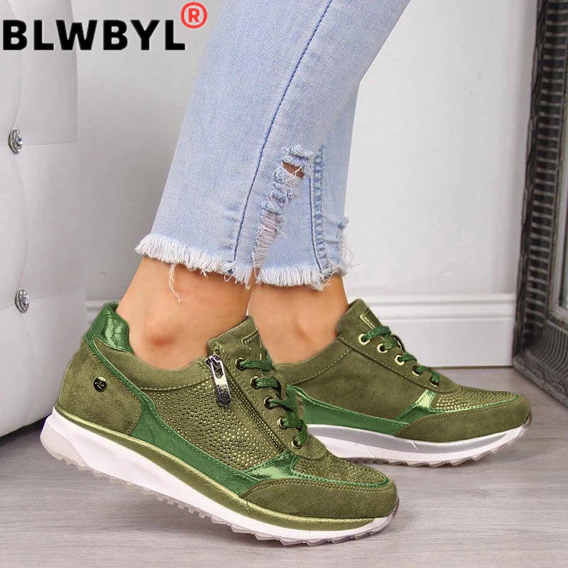 

Women Casual Shoes 2020 New Fashion Wedge Flat Shoes Zipper Lace Up Comfortable Ladies Sneakers Female Vulcanized Shoes