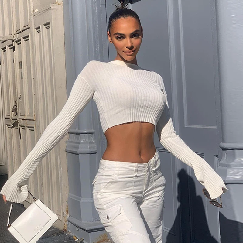 Diau Чарн Cut Out короткие футболки Для женщин сексуальное платье с длинными рукавами