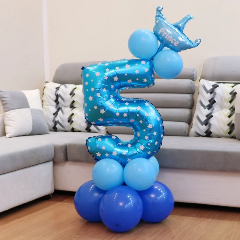 blue 15 шт. розовое золото номер 5 фольги Воздушные шары набор 5-й День рождения украшения для маленьких мальчиков и девочек 5 лет счастливый Декор ко дню рождения розовый синий - Цвет: blue