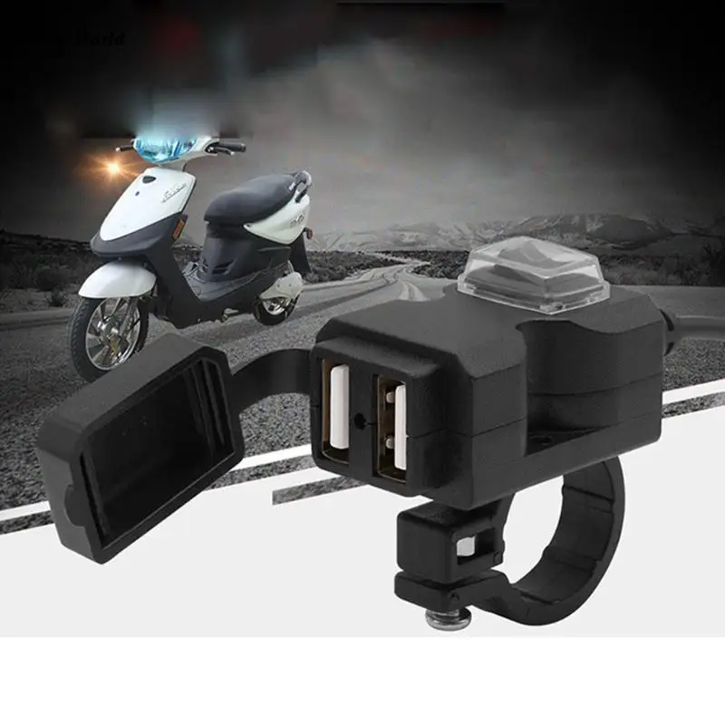 

Motorcycle Dual USB Adapter Power Supply Socket 12V Cellphone Charger with Cover Motorcycle Accessories