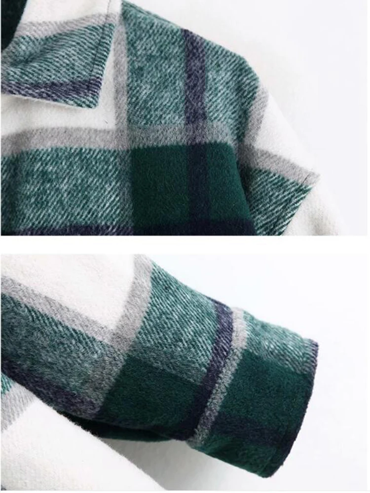 

Fashion women's retro plaid loose joker Korean casual coat woolen shirt jacket women's clothing
