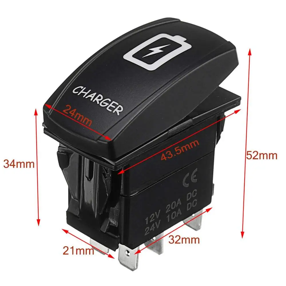 

1 PC Car Boat LED Rocker Switch Blue Light 12V 24V 5pins Rocker Switch Button for Marine Caravan 4x4