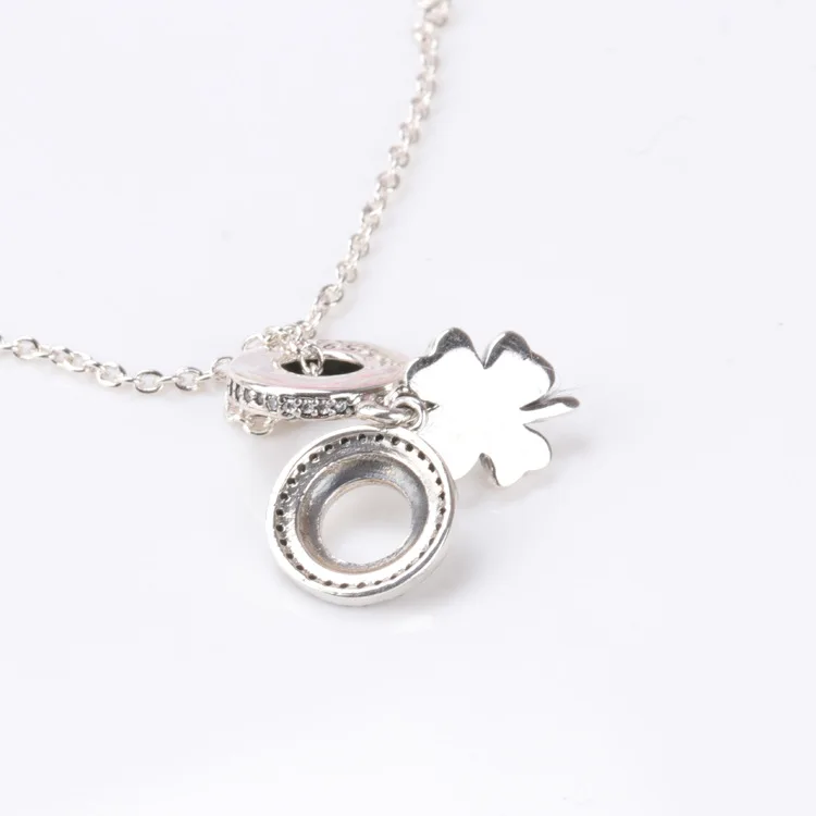 

DoDoFly S925 Sterling Silver Fashion Lucky Day Pendant Four Leaf Clover Pendant Fit Original Charms Necklace