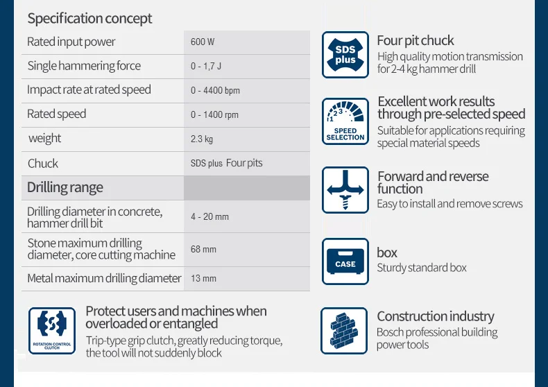 Bosch GBH2000RE/GBH2000DRE электрический молоток Ударная дрель два или три Многофункциональные бытовые электрические инструменты