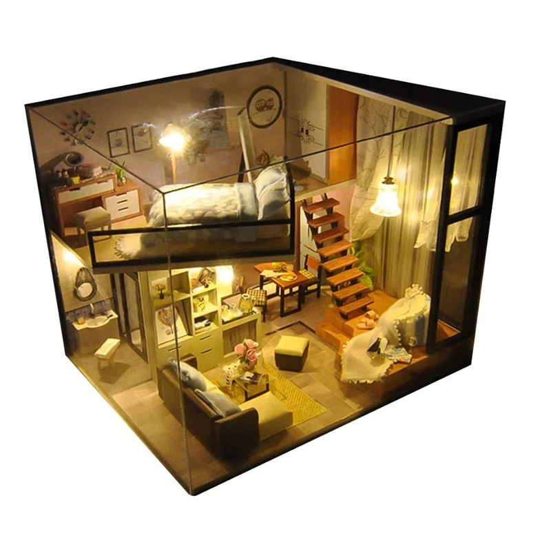 

Children's Toy Little Girl Princess Birthday Gift Playhouse Handmade Doll House Wooden Mini Toy House Kit