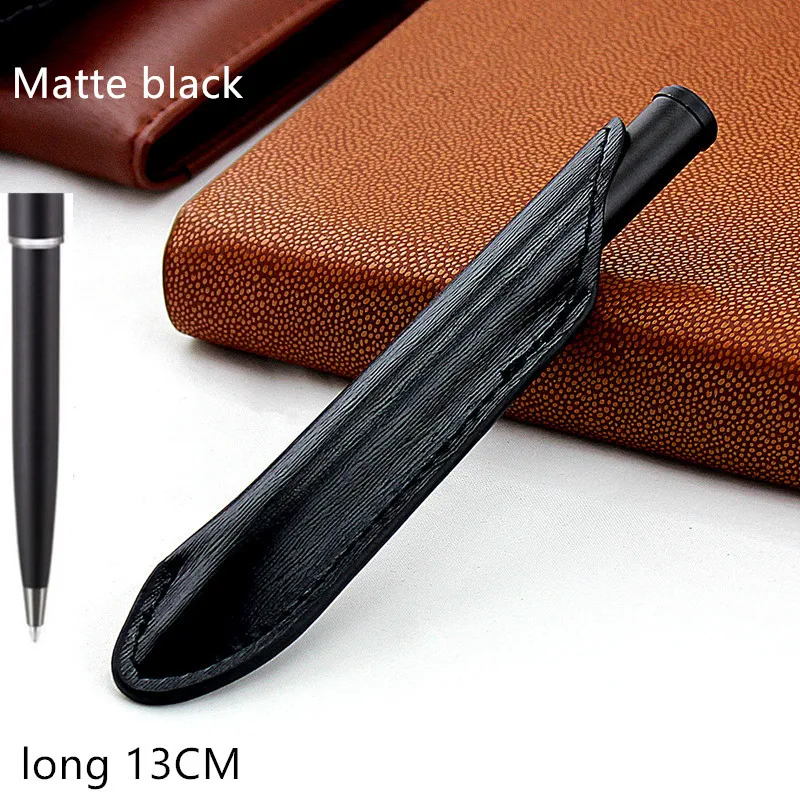 

Luxury Metal Ballpoint Pen High Quality 0.7mm Black ink Refill For Business Writing Office School Supplies Leather pencil bag
