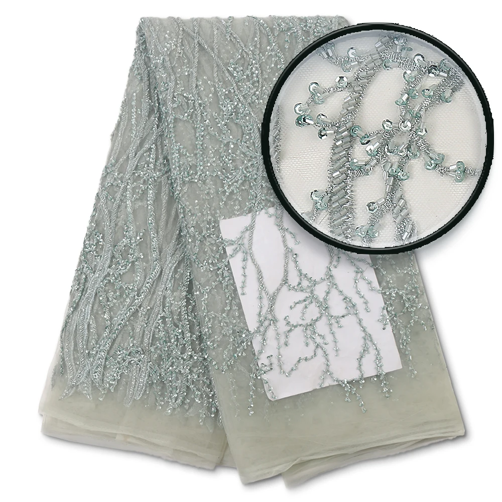 Кружевной Тюль в африканском стиле Высококачественная серая кружевная ткань