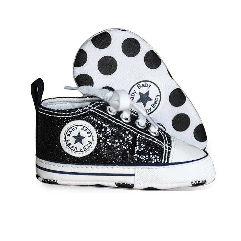 Детская обувь для новорожденных Модная блестящая парусиновая мальчиков и