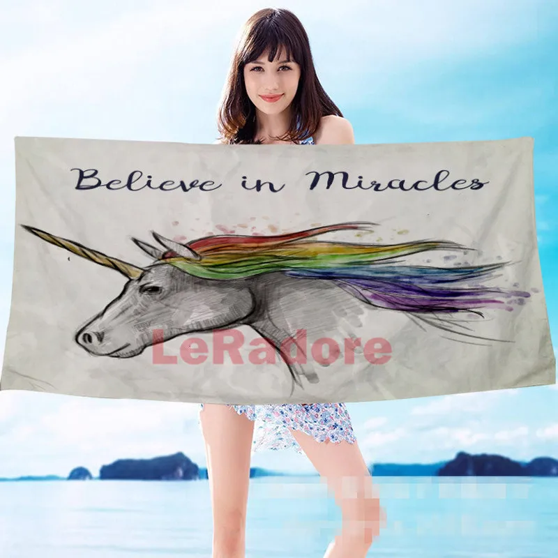 Быстросохнущее пляжное полотенце единорога для девочек мягкое одеяло из