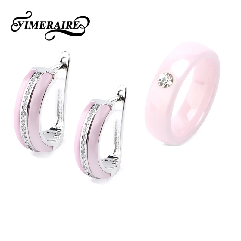 Новые розовые серьги CZ ювелирные изделия Модные женские с 6 мм розовым кольцом