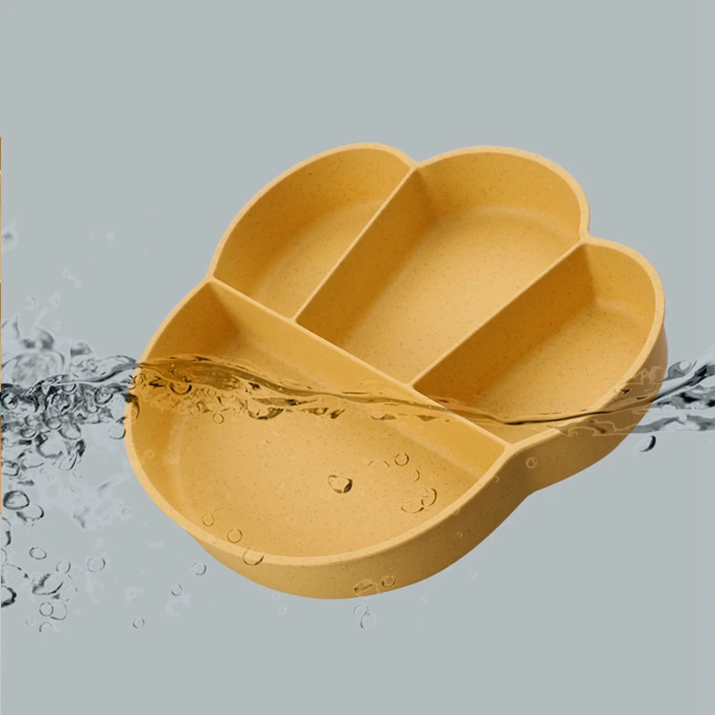 

3pc Wheat Straw Baby Cartoon Tableware Set Children's Dishes Kids Dinner Baby Feeding Plate Training Bowl Spoon Fork Tableware